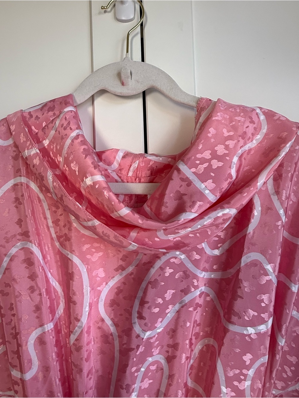 Vintage 80s Bubblegum Pink Abstract Midi Dress | 14 - Picture 7 of 7